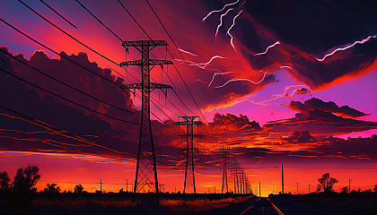 "Electric Sunset": A breathtaking sunset sky with vibrant hues of pink, orange, and purple.