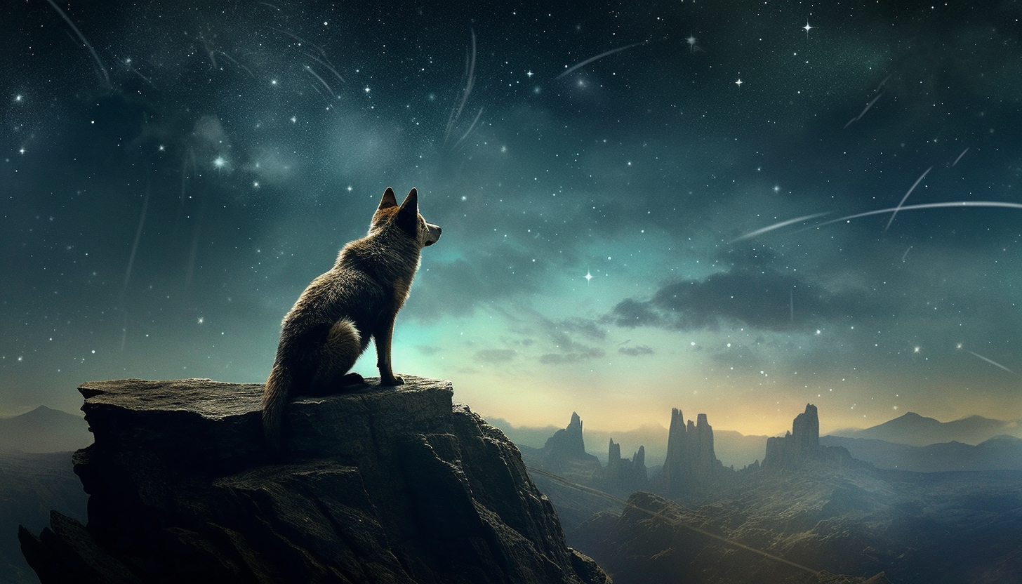 The echoing call of a lone wolf under a star-filled sky.