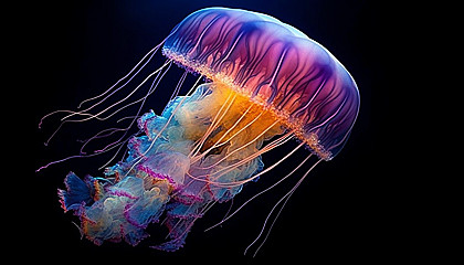 The ethereal beauty of a jellyfish floating in the deep sea.