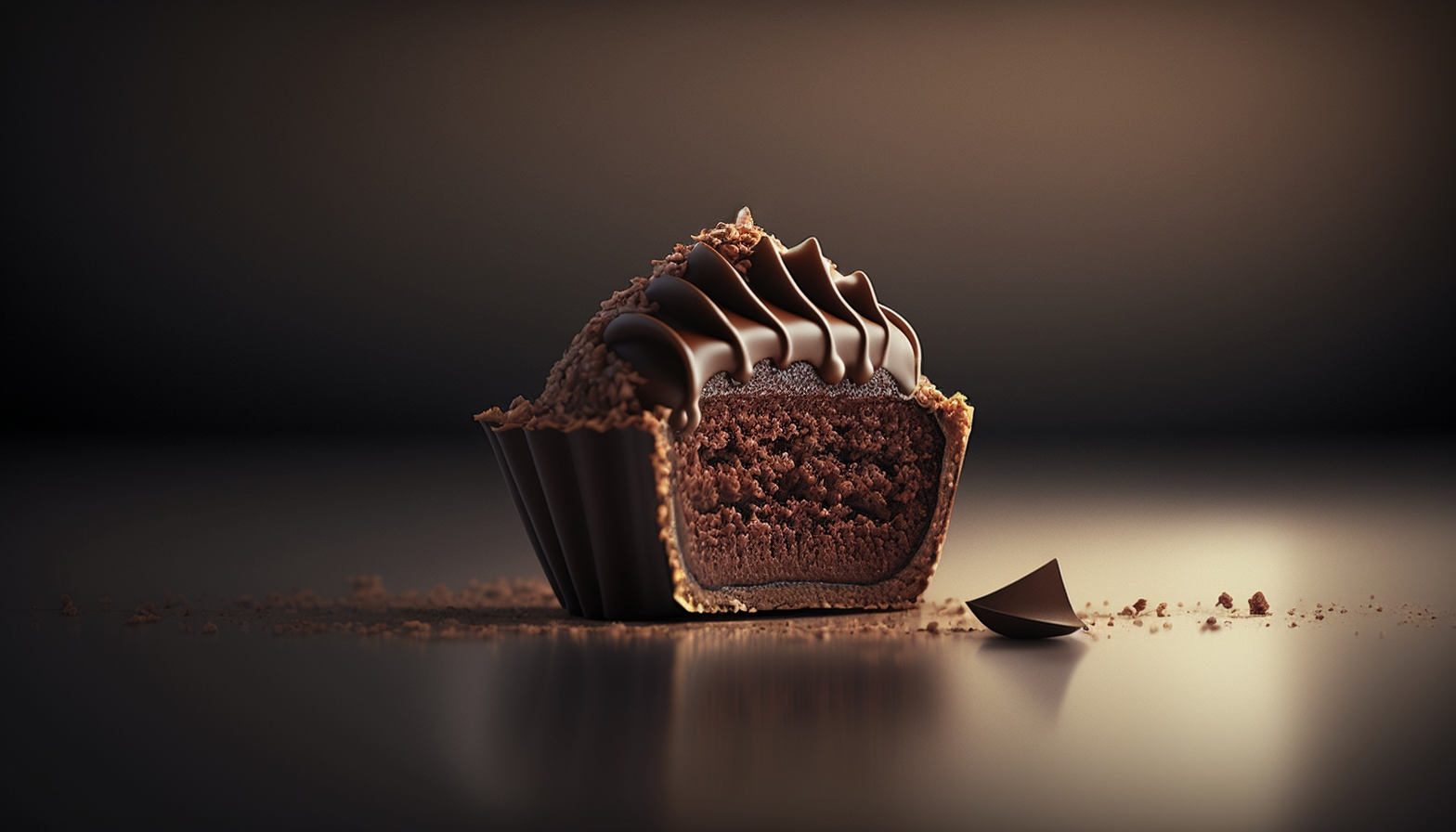 An image of a small, delicious-looking bite of food, such as a single chocolate truffle or a delicate pastry.