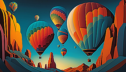 "Colorful Hot Air Balloons": A surreal and stunning sight of hot air balloons floating above in vivid hues.