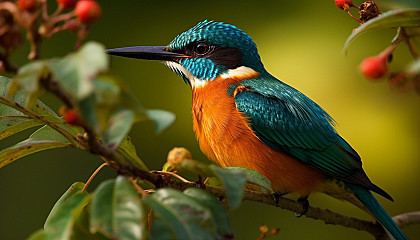 Exotic wildlife encounters in their natural habitats, such as colorful birds or unique insects.