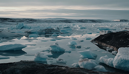 Frozen landscapes with ice formations, glaciers, and snowy expanses.