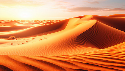Sand dunes rippling under the heat of a desert sun.