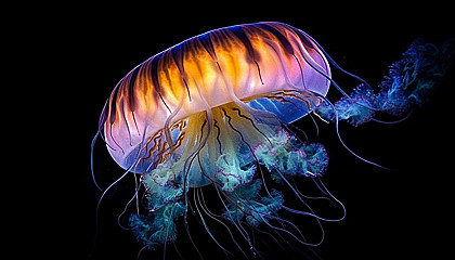 The ethereal beauty of a jellyfish floating in the deep sea.