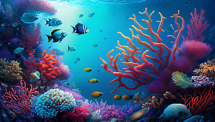 "Colorful Coral Reef": A breathtaking underwater view of a vibrant and diverse coral reef ecosystem.