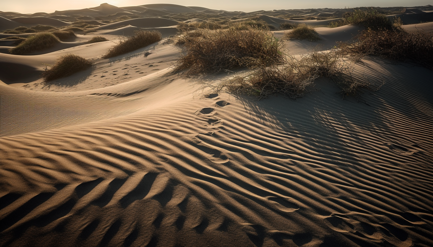 Windswept sand dunes with intricate patterns and textures.