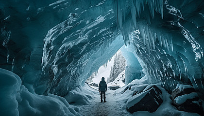 Crystal-clear ice caves with fascinating frozen formations.