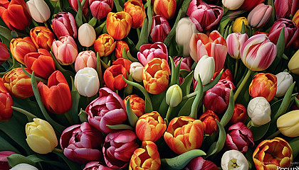 A bed of vibrant tulips heralding the arrival of spring.