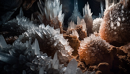 Crystal formations in caves or geodes, revealing the hidden wonders beneath the Earth's surface.