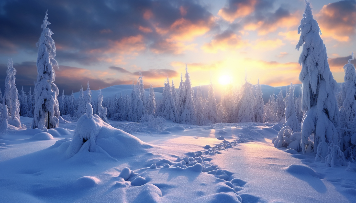 A blanket of soft, untouched snow on a winter morning.