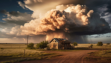 Dramatic cloud formations building up before a storm.