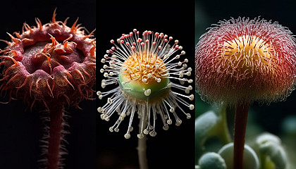 Images of otherworldly plants or flowers that don't exist in reality.