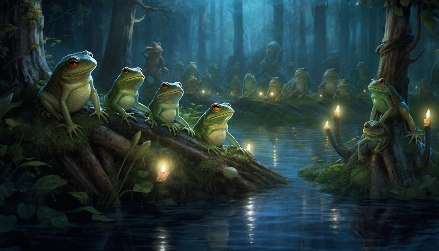 A chorus of frogs and crickets singing the song of the night.