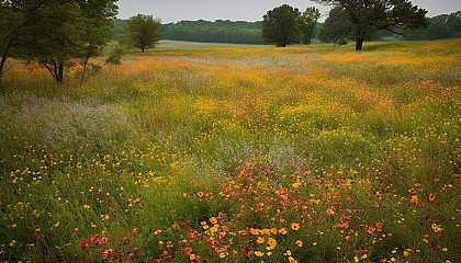 Blooming fields of wildflowers in various colors and patterns.
