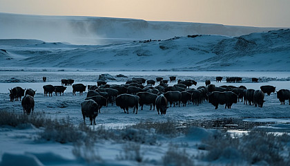 Icy tundras showcasing the stark beauty of frozen landscapes and hardy wildlife.