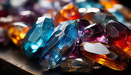 A macro shot of a vibrant crystal or mineral, highlighting its colors and patterns.