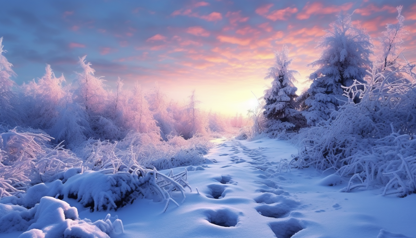 A blanket of soft, untouched snow on a winter morning.