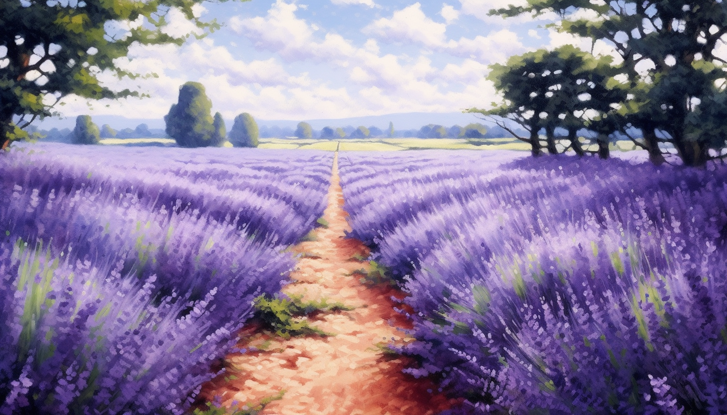 A field of lavender swaying in the summer breeze.