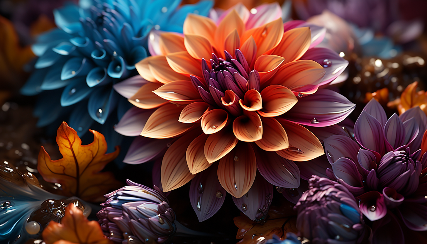 A close-up of a blooming flower, showcasing its intricate patterns and vibrant colors.