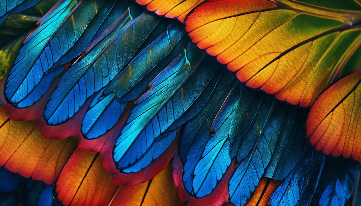 A close-up of vibrant butterfly wings on a leaf.