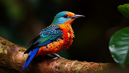 Exotic wildlife encounters in their natural habitats, such as colorful birds or unique insects.