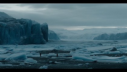 Frozen landscapes with ice formations, glaciers, and snowy expanses.