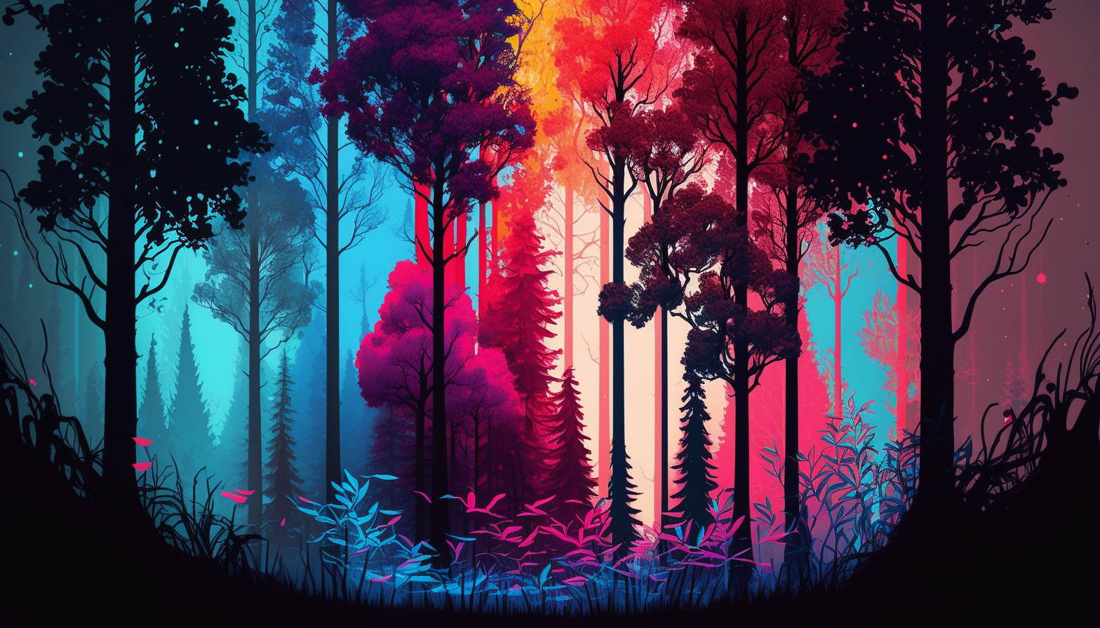 colorful nature trees forest