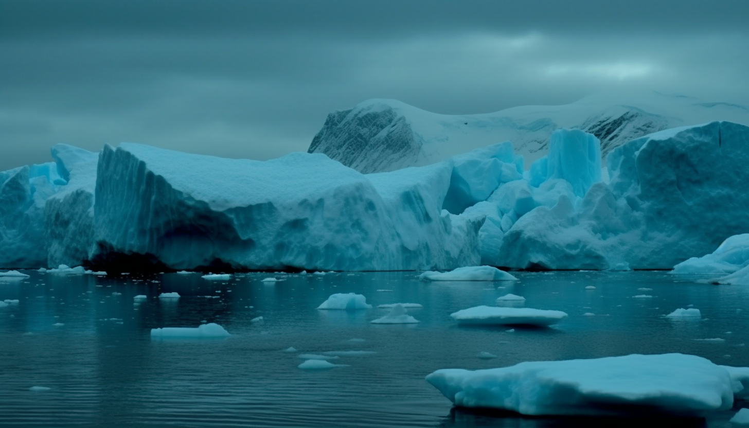 Frosty scenes of icebergs and glacial structures in polar regions.