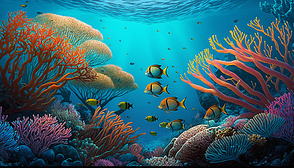 "Colorful Coral Reef": A breathtaking underwater view of a vibrant and diverse coral reef ecosystem.