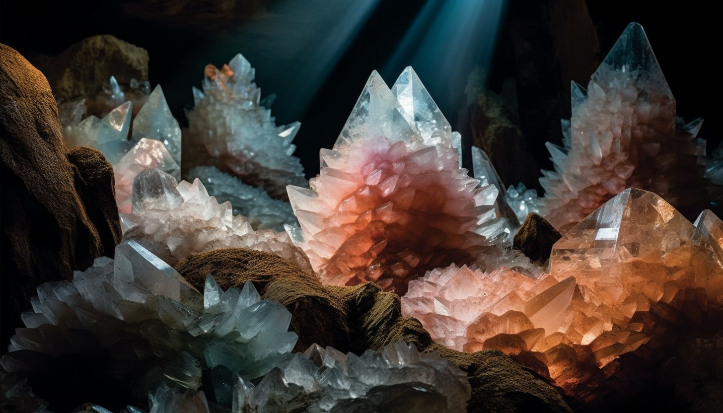 Crystal formations in caves or geodes, revealing the hidden wonders beneath the Earth's surface.