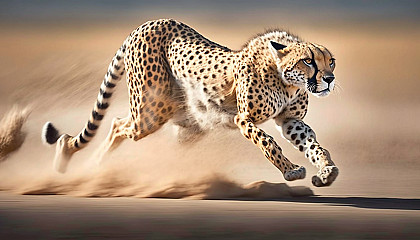 A cheetah running at full speed