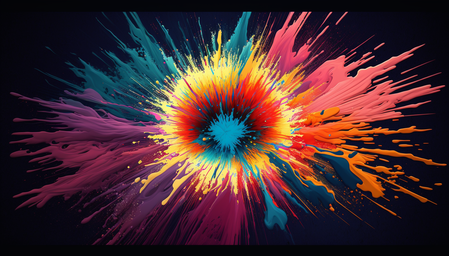 "Color Burst": A dynamic explosion of bright colors and patterns, creating a visually striking and energetic image.