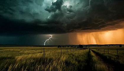 Dramatic weather events, such as lightning storms, tornadoes, or swirling clouds.