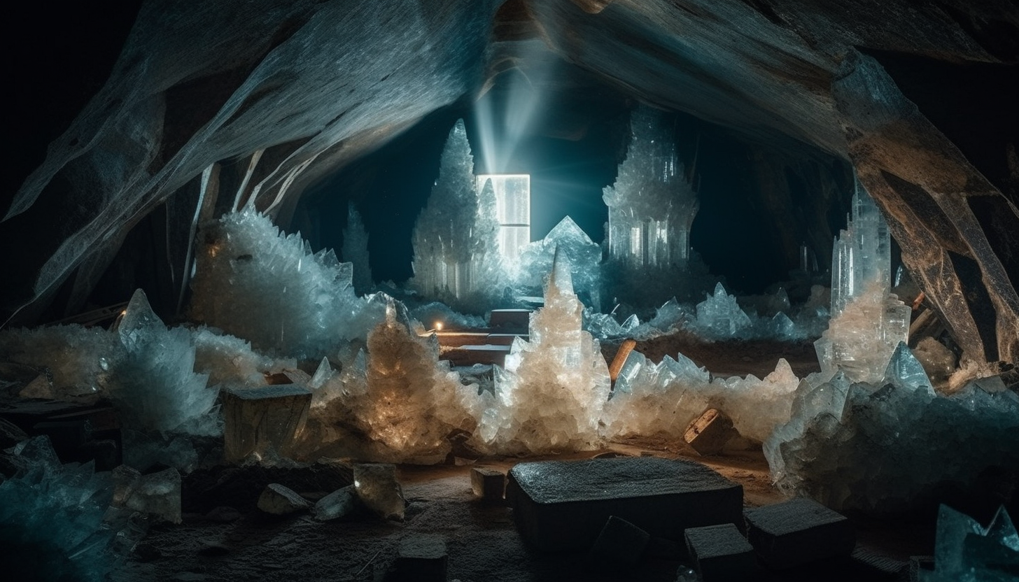 Crystal formations in caves or geodes, revealing the hidden wonders beneath the Earth's surface.