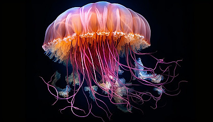 The ethereal beauty of a jellyfish floating in the deep sea.