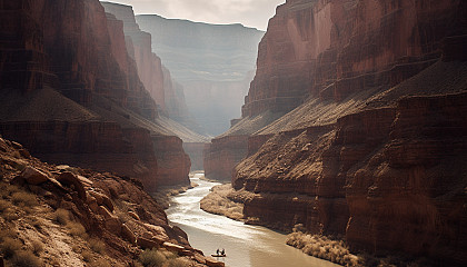 Deep canyons carved by rivers, revealing stunning layers of rock.