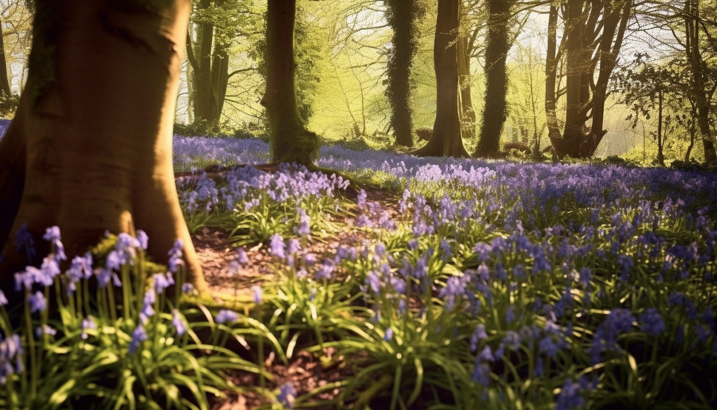 A carpet of bluebells in an ancient woodland.