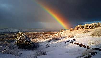 Unexpected Weather: Post images or descriptions of unusual or unexpected weather events encountered on a journey, such as a sudden snowstorm or a breathtaking double rainbow.