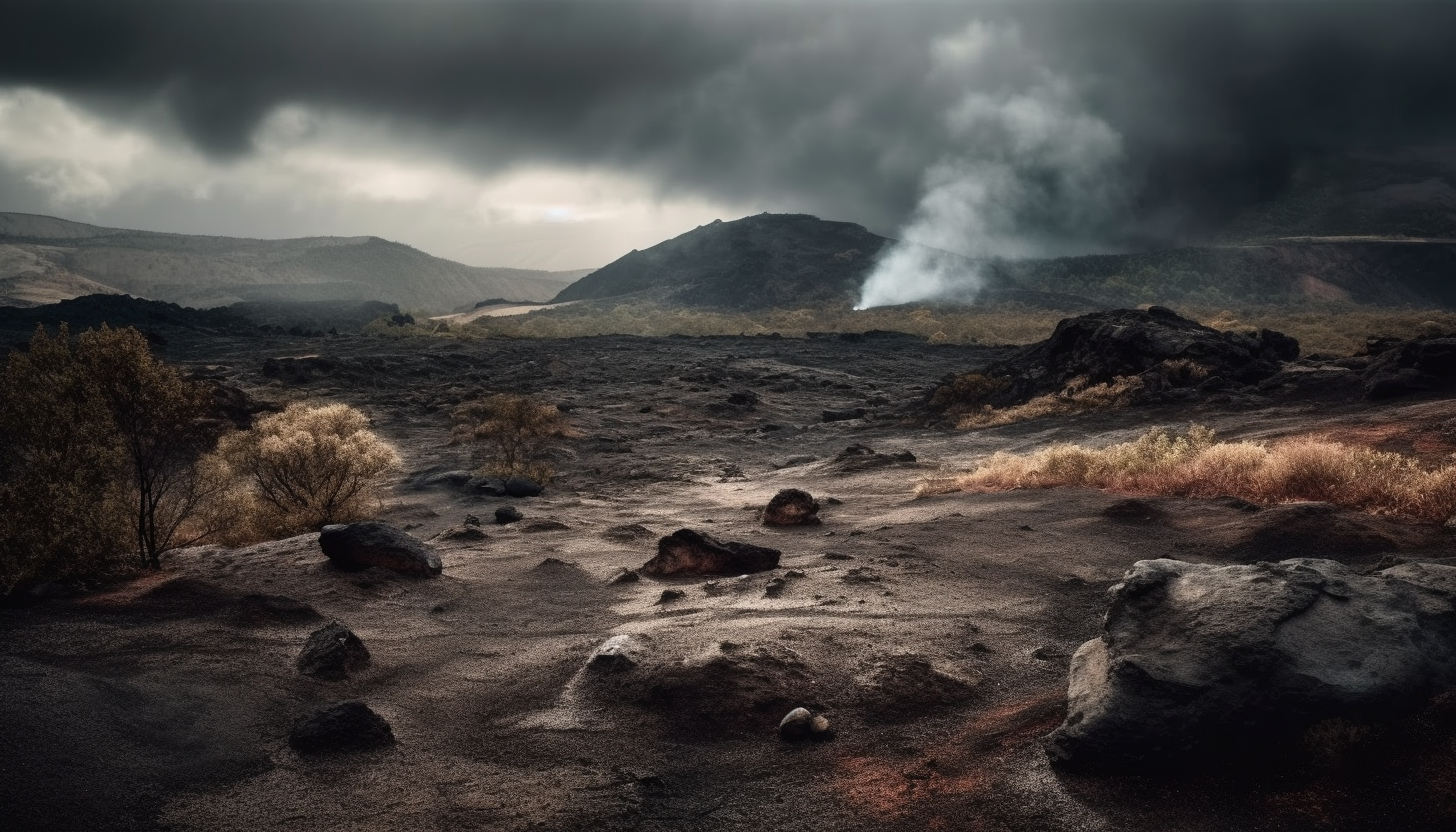 Dramatic volcanic landscapes with lava flows and smoking craters.