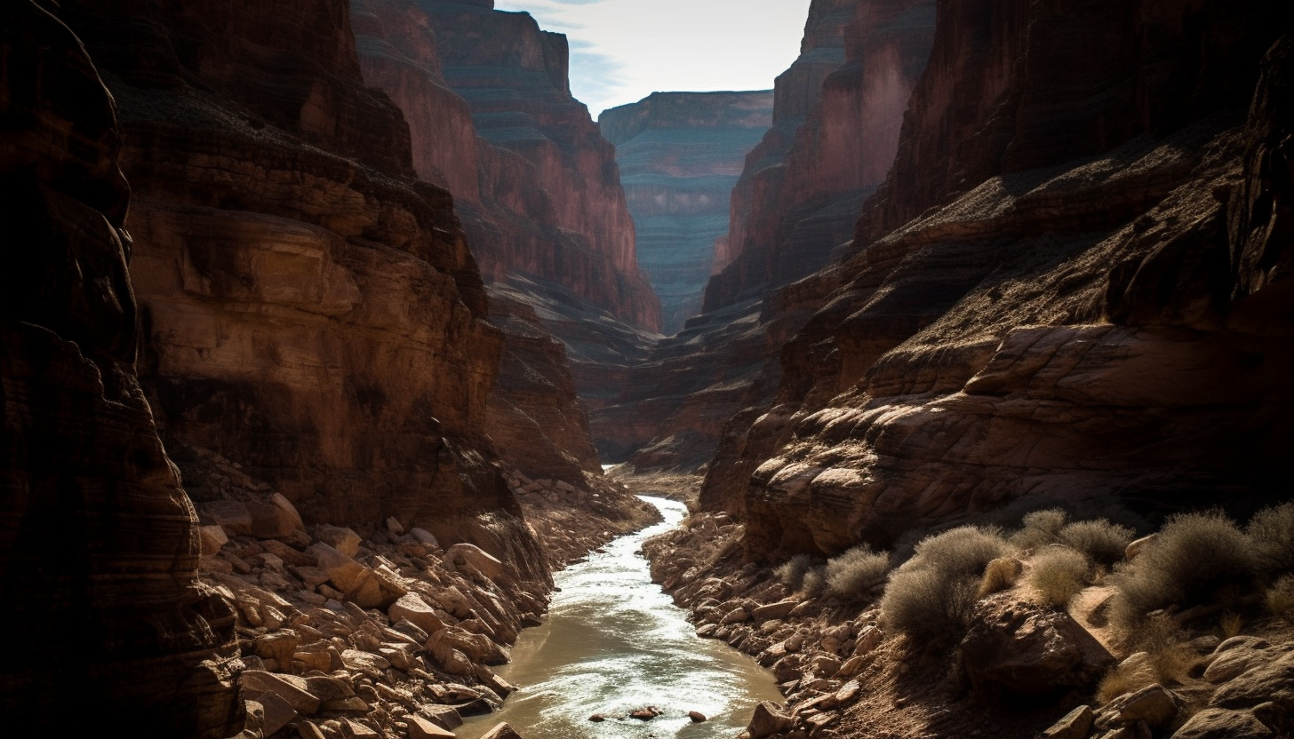 Deep canyons carved by rivers, revealing stunning layers of rock.