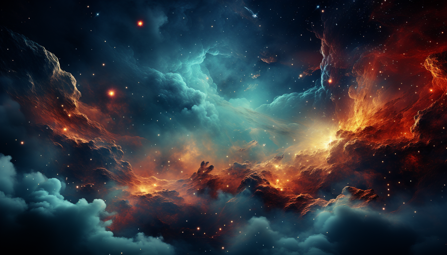Colorful nebulae and galaxies illuminating the night sky.