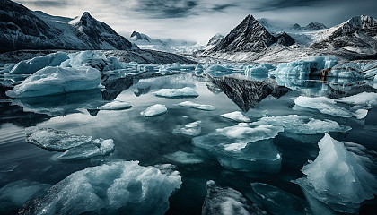 Icy landscapes featuring stunning glaciers and frozen lakes.