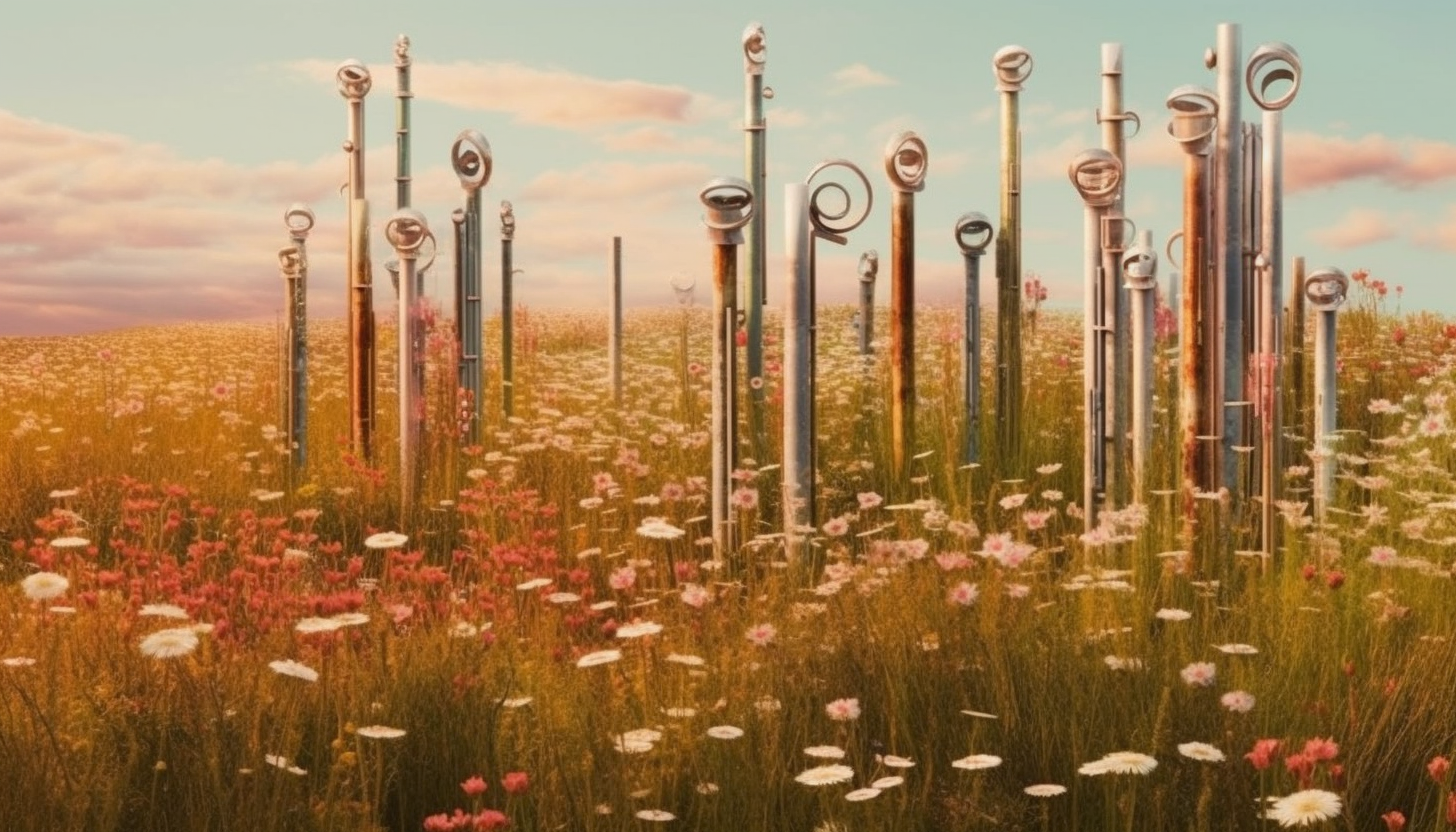 Flutes growing in a field like delicate, musical flowers.