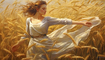 The rustling melody of a field of wheat swaying in the wind.