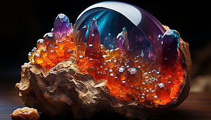Glistening crystals within a geode, revealing a hidden world of color.