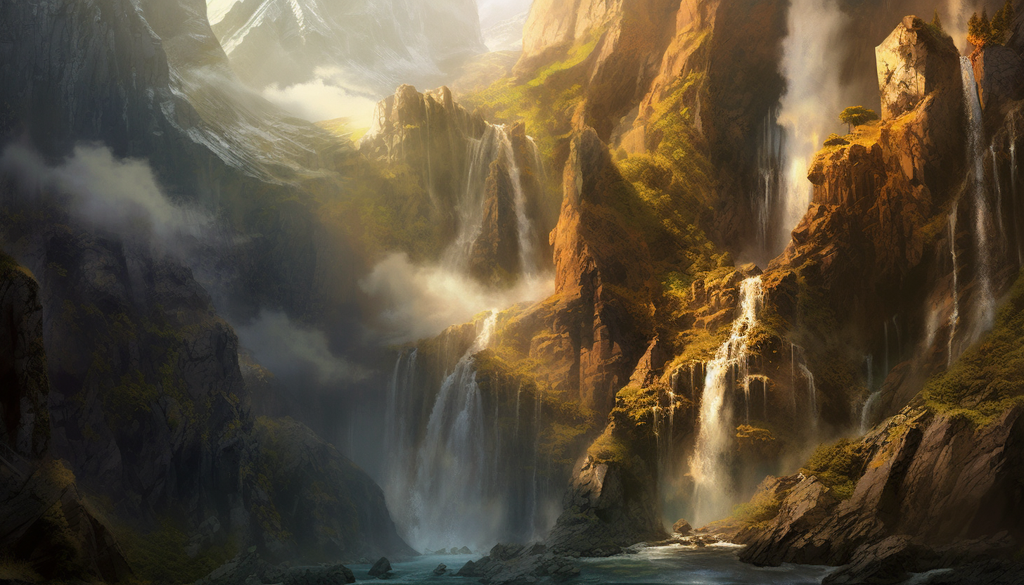 A thunderous waterfall cascading down a steep mountain face.