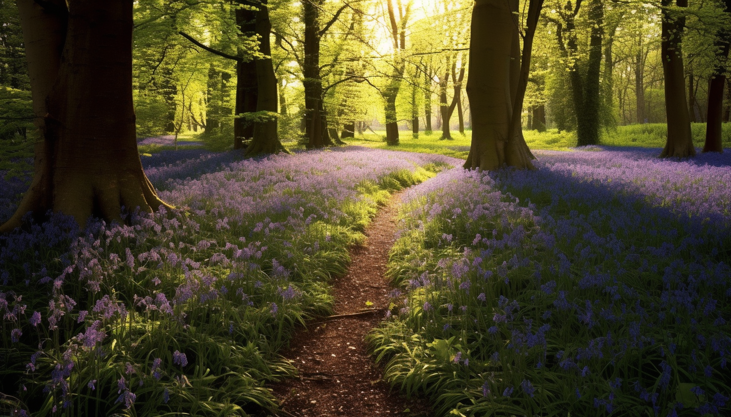 A carpet of bluebells in an ancient woodland.