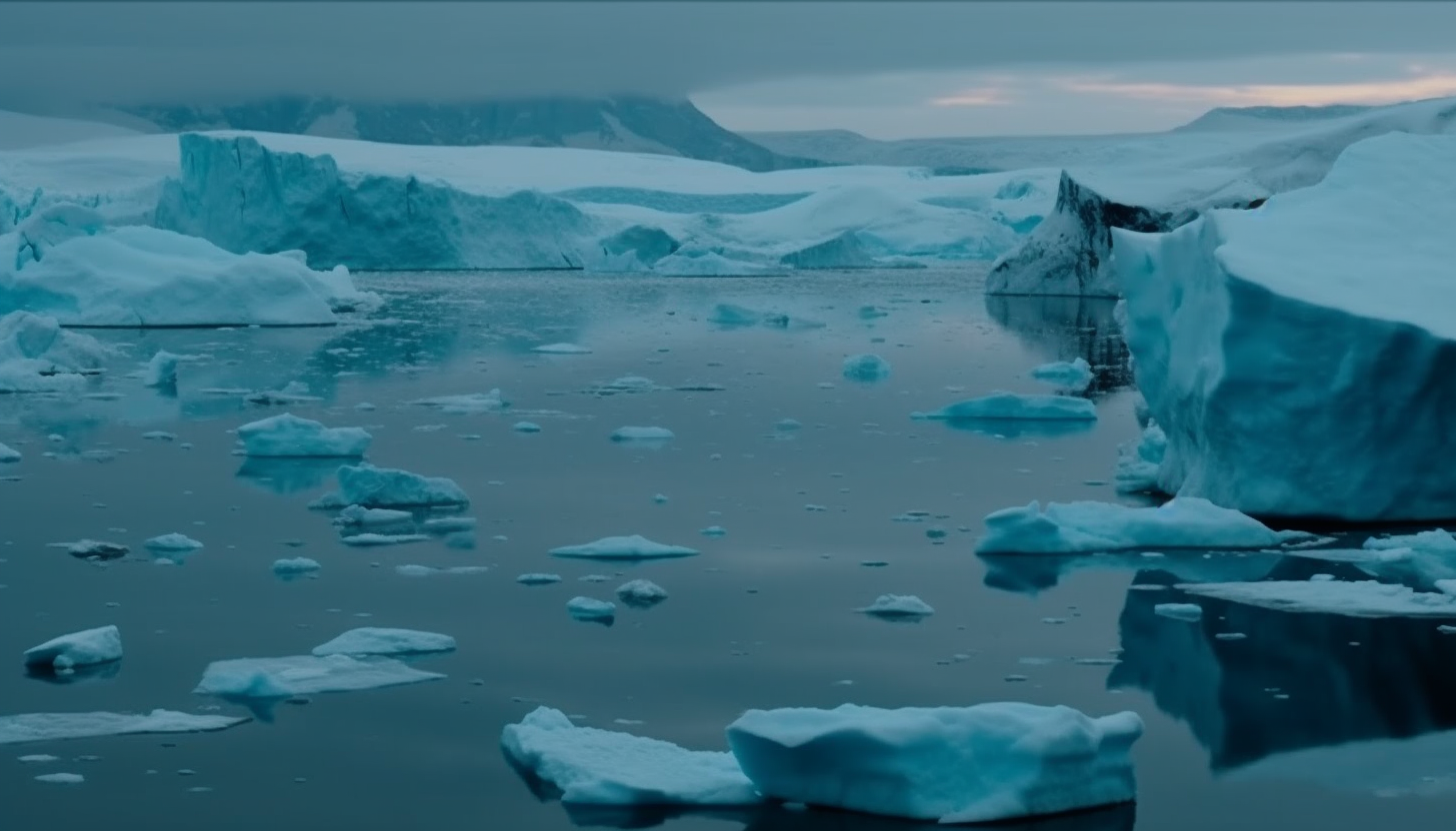 Frosty scenes of icebergs and glacial structures in polar regions.