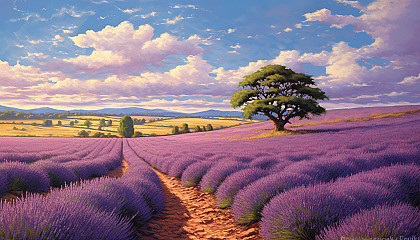 A field of lavender swaying in the summer breeze.